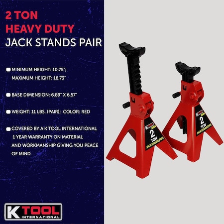 K-Tool International Jack Stands 2Ton (Pair) KTI61201